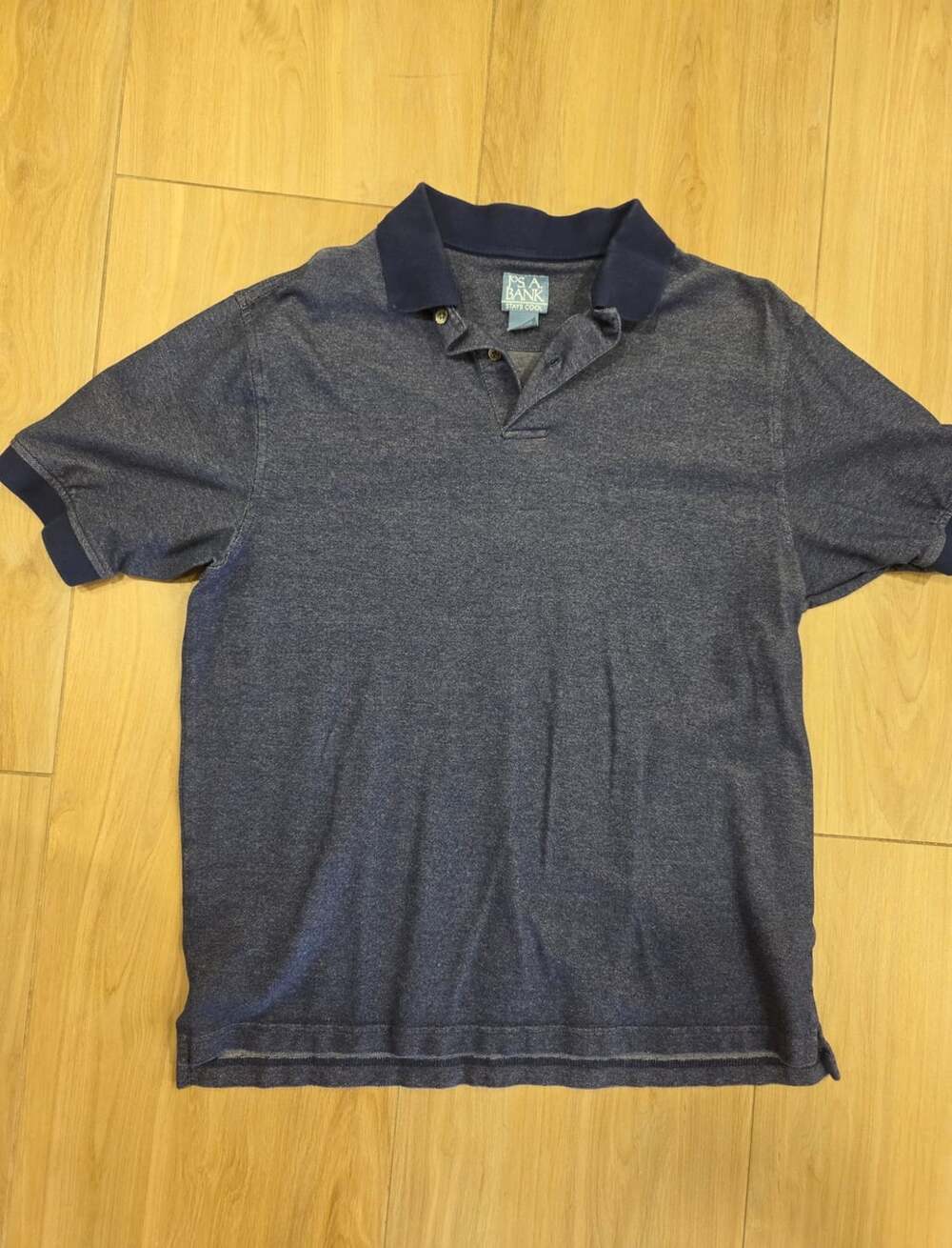 Jos. A. Bank Stays Cool Blue Short Sleeve Cotton Spandex Polo Shirt Mens Large